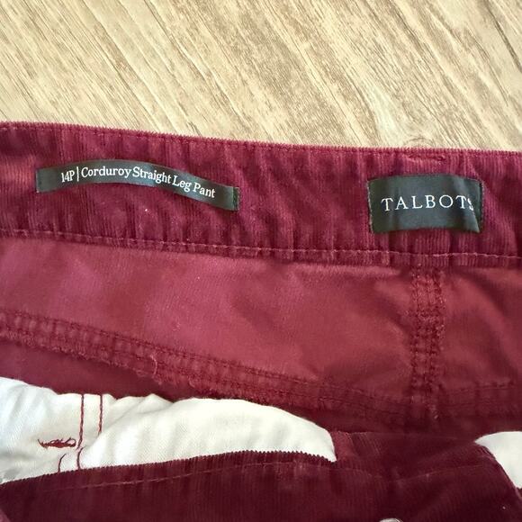 Talbots Women’s Corduroy Straight Leg Pants Red Size 14P High Rise Stretch - Picture 4 of 9